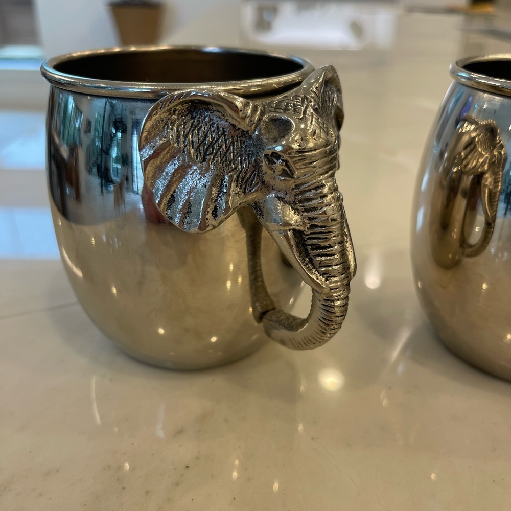 Elephant Moscow mule cups. Set of 2. Silver  never used.